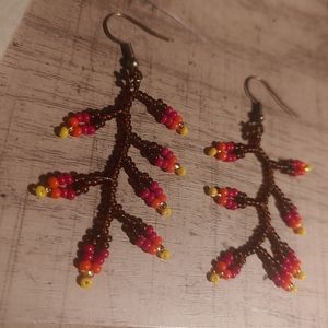 Fall leaf branch earrings